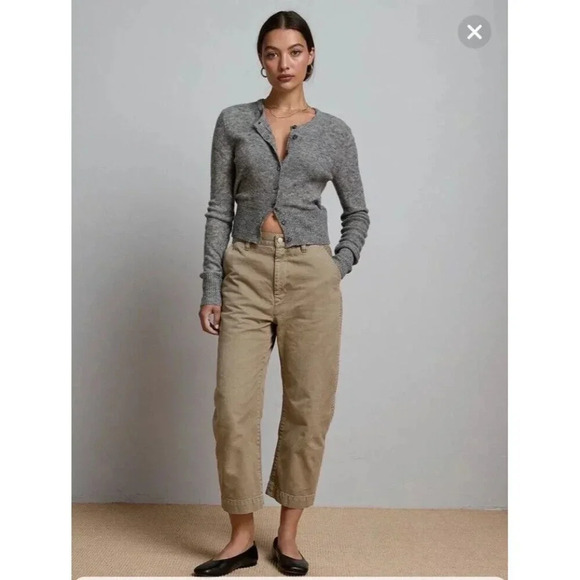 American Eagle 77 Denim - American Eagle Barrel Jeans Womens 12 Taupe Wide Leg Cropped Organic Cotton